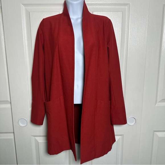 Eileen Fisher XXS Stretch Pockets Long Open Blazer Semi Structured Oversized - Picture 2 of 14